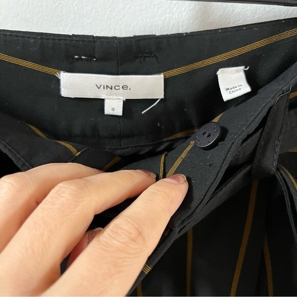 Vince High Waisted Striped Wide Leg Trouser Pants 0 - Picture 5 of 14